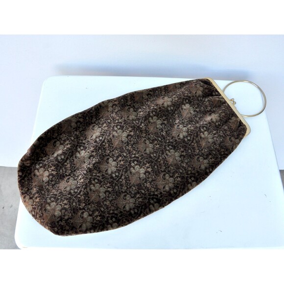 Velvet Floral Long Bag 90s does 20s Flapper Burlesque Bag Art Deco Victorian - Picture 4 of 10
